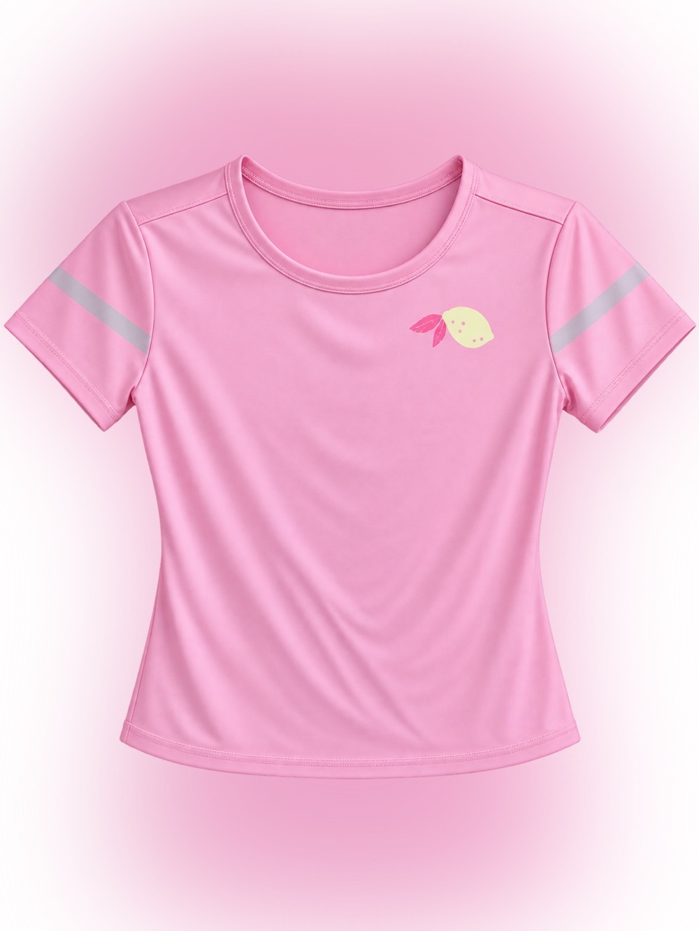 Girls' Pink Short-Sleeve Active Tee with Lemon Graphic